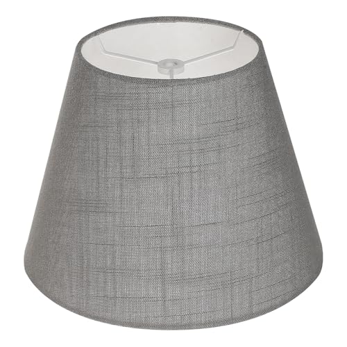 ALUCSET Small Lamp Shade, Barrel Fabric Lampshade for Table Lamp and Floor Light, 6x10x7.5 inch, Natural Linen Hand Crafted, Spider (Grey)