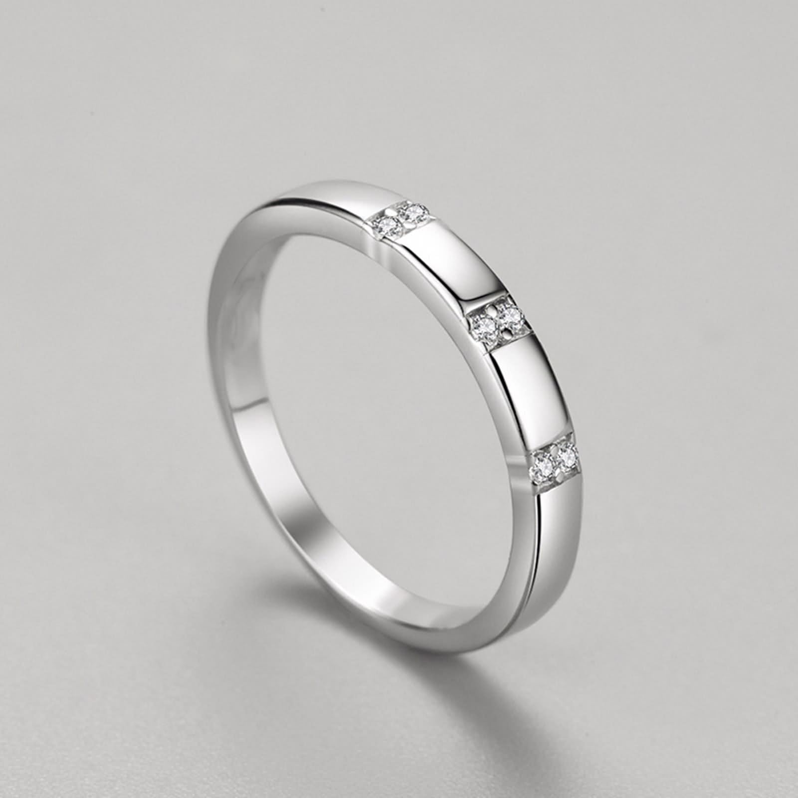 Unisize - Anillo de compromiso cuadrado de plata con diamante de corte redondo y platino 950, talla 63 (20,1)