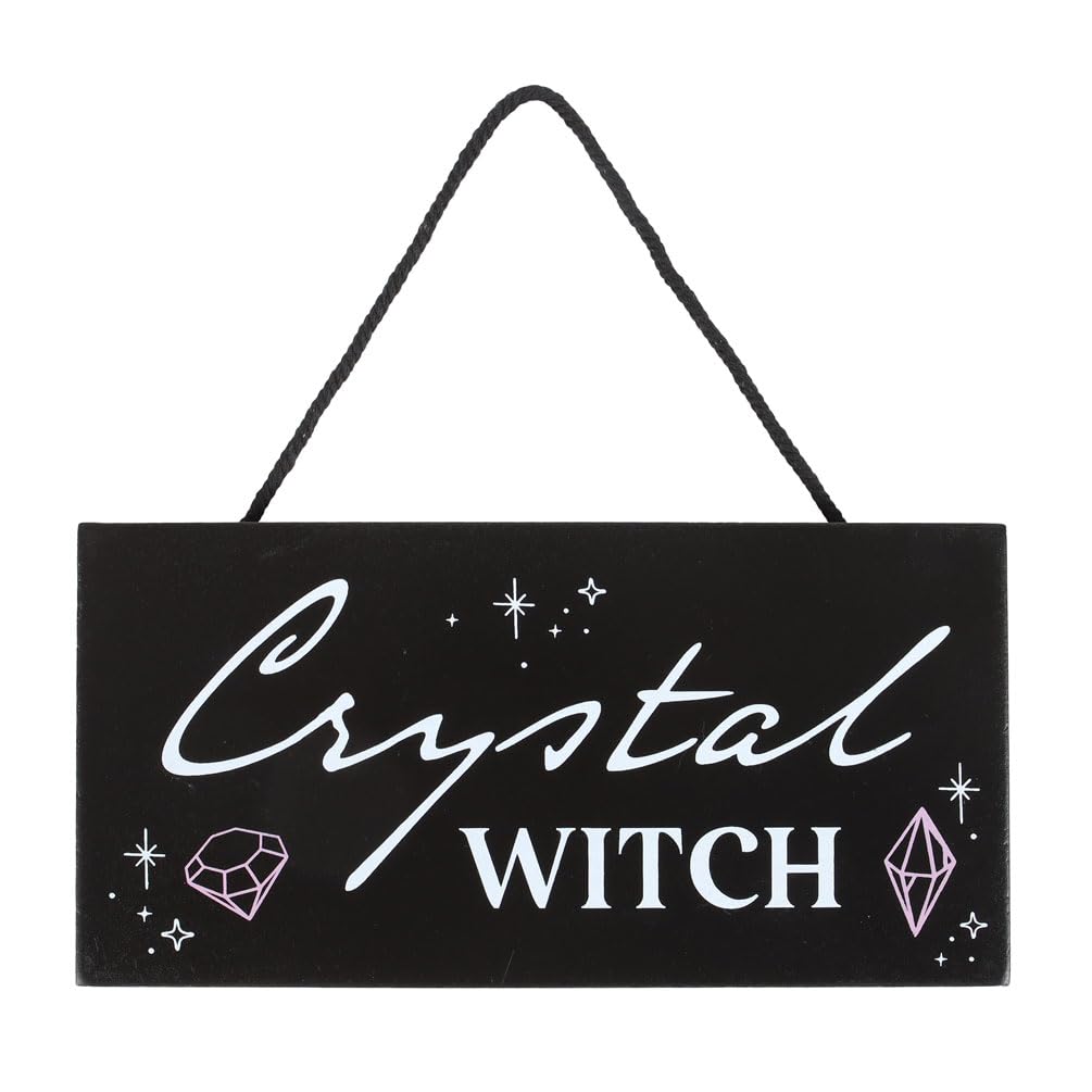 Crystal Witch Novelty Wall Hanging Sign. Witchcraft Hanging Sign Decoration.