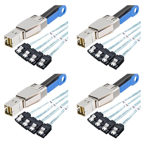 Câble Mini SAS HD SFF-8644 vers 4 SATA 7 broches 12 Gbps de 1m pour disque dur externe de serveur