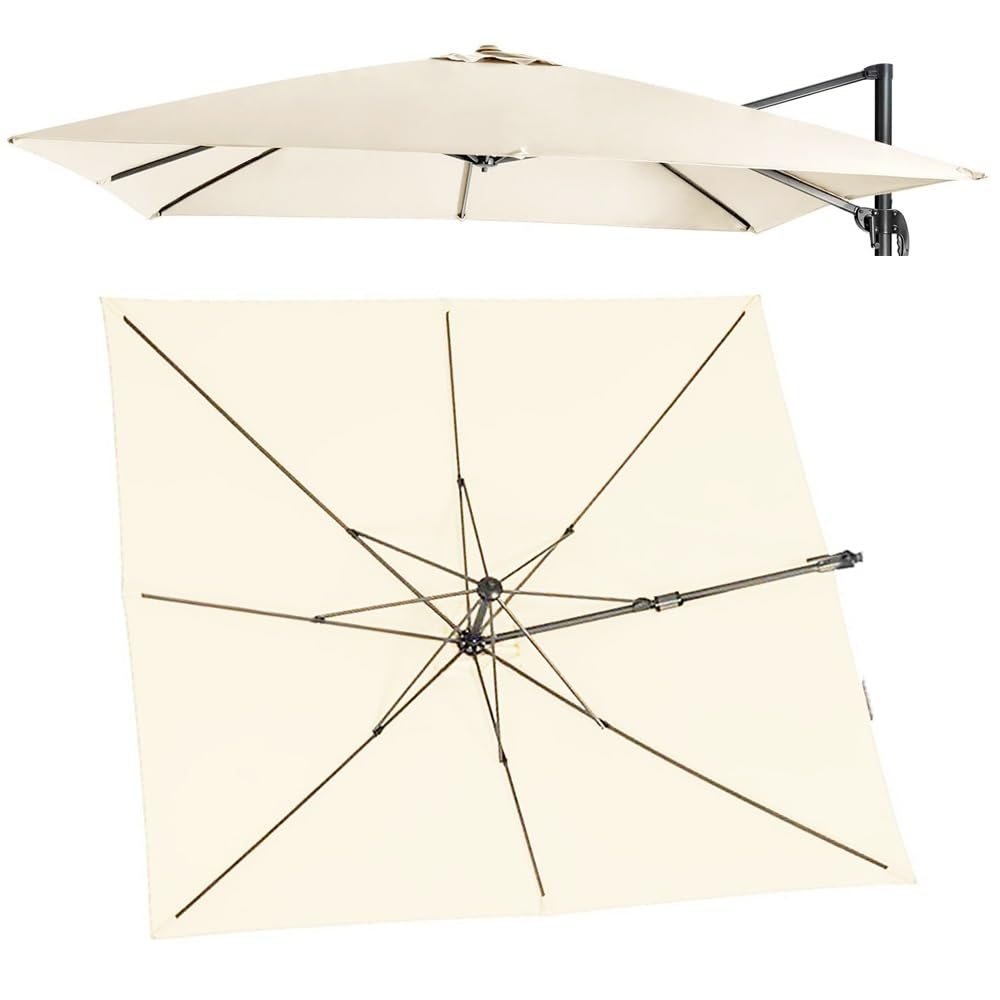 LRZPTDYU This 10ft Square Patio Umbrella Replacement Canopy Top Cover Outdoor Cantilever Umbrella Fabric for Market & Yard Beige 2.5x2.5m (8.2x8.2ft)