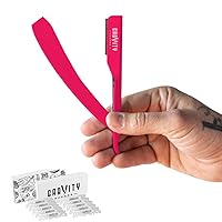 Vista 6 de GRAVITY RAZORS Kit profesional de maquinilla de afeitar recta, ultra exposición, incluye 10 cuchillas premium, 0.079 in expuestas, algodón de azúcar