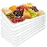 Plasticpro Plastic Serving Trays - Serving Platters Rectangle 9X13 Disposable Party Dish Crystal Clear Pack of 8