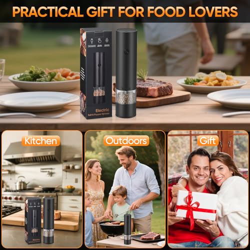 Hxro Electric Salt and Pepper Grinder Set, USB Rechargeable Kitchen Mills with Stand - image 7