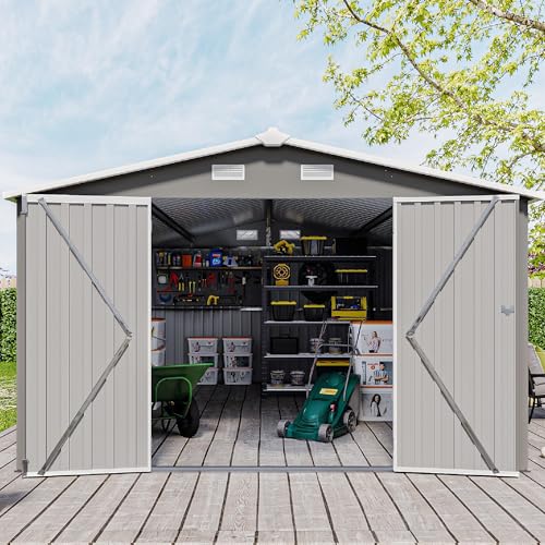 KEIKI 10x 14 FT Metal Storage Shed Outdoor, Large Garden Shed with...