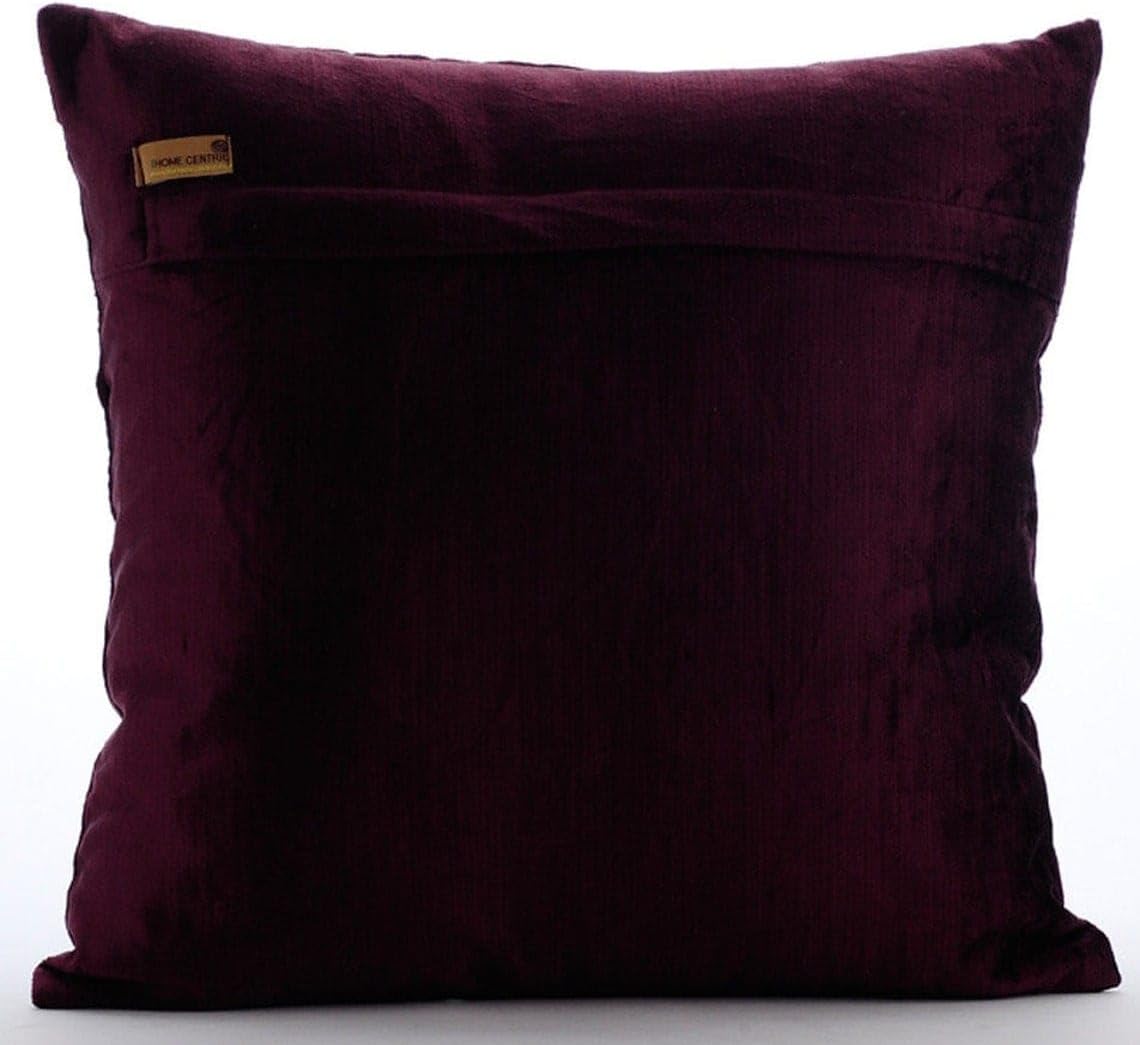 The HomeCentric Purple Pillow Shams, Zardozi Sparkly Glitter Pillow Shams, 24x24 inch (60x60 cm) Pillow Shams, Square Velvet Pillow Shams, Floral Pillow Shams, Traditional Easter - Zardozi Waves