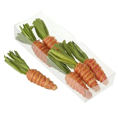 Heaven Sends Green/Orange Set Of 6 Wicker Easter Carrots – Rustic Decorative Spring Ornaments For Easter Displays, Baskets & Table Décor
