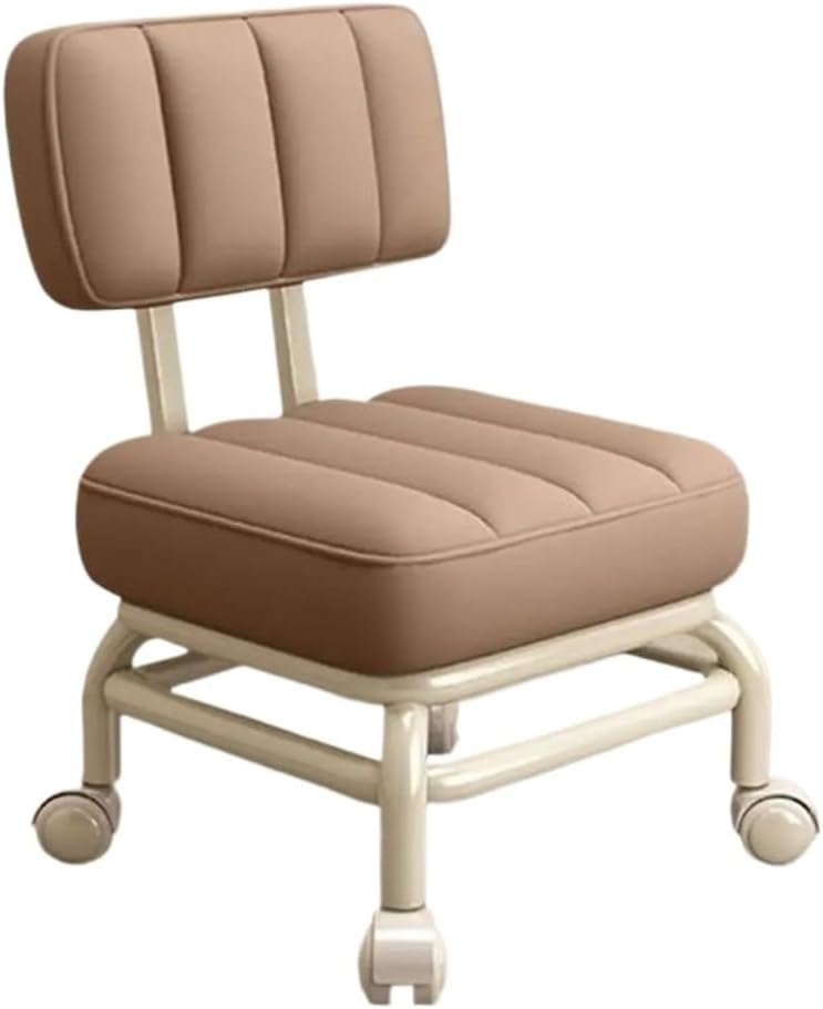 Pedicure Chair Low Rolling Seat with Wheels 360° Rotating Multipurpose Makeup Roller Seat Short Stool for Salon Office Barber Shop Kitchen Home (Dark Gray,Size)/Light Brown/Size