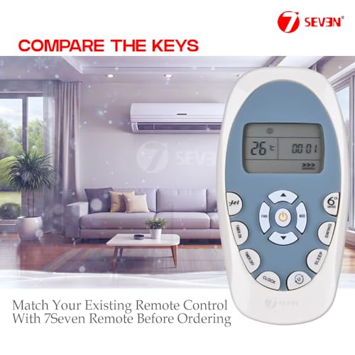 Image of 7SEVEN Compatible with Whirlpool AC Remote Control Model 110 Suitable for Split and Window 1 1.5 2 Ton Air Conditioner - Match Each Keys Exactly to Replicate Genuine Remote Function