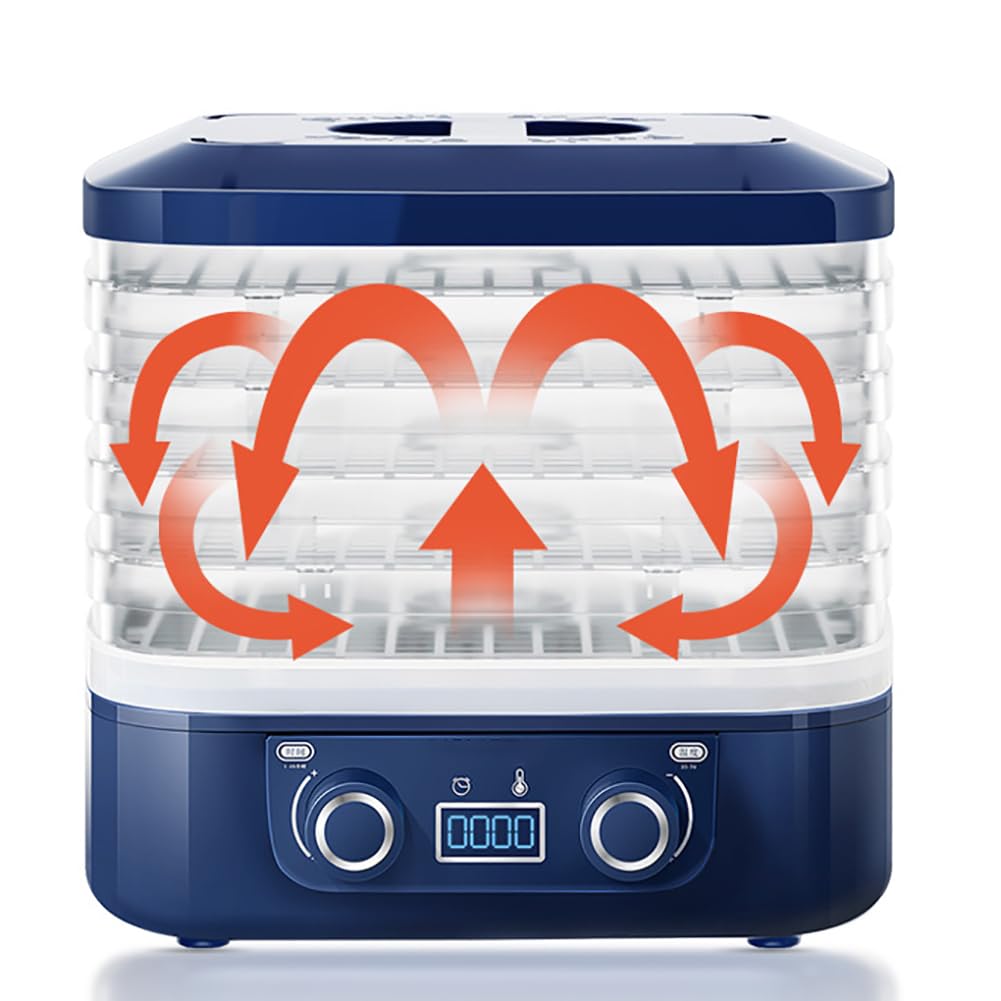 Secador de frutas secas, Deshidratador de alimentos de 5 bandejas, Secador eléctrico de frutas y carne, Deshidratador de alimentos SIN BPA con temporizador ajustable de 35-75 ℃ y 48H