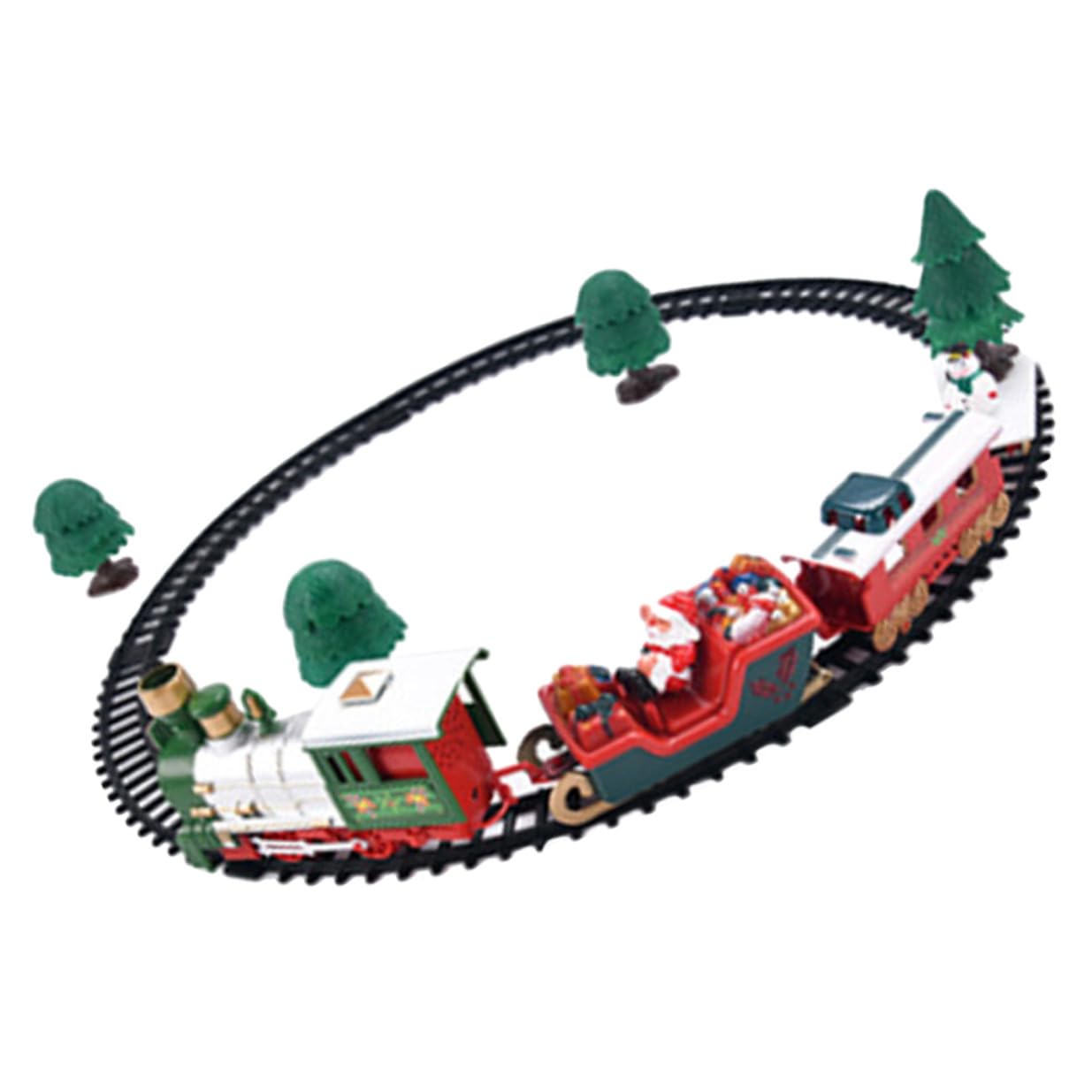 YARNOW Train Noël Électrique en Plastique avec Circuit, Jouet à Assembler pour Garçon et Filles, Design Festif pour Fête de Noël et Développement Motricité Fine