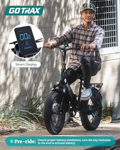 Gotrax 20″ Folding Electric Bike with 55 Miles (Pedal-assist1) by 48V Battery, 20Mph Power by 500W, Smart LCD Display and 5 Pedal-Assist Levels, 7-Speed&Front Shock Absorber for Off-Road Bicycle