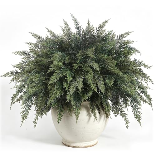 18 Real Touch Cedar Branches -12 Pcs Christmas Greenery Plants Stem Artificial Cedar Branch Faux Pine Picks for Vase DIY Crafts Garland Wreath Table Centerpiece Indoor Outdoor Home Decor