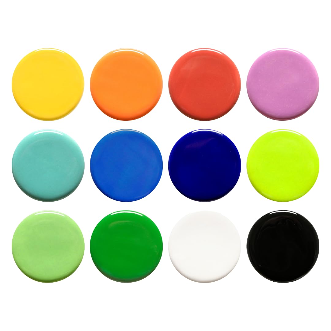 Teacher's Palette Gloss Glazes 12-Pint Class Pack No. 5, 12 Assorted Colors, Low Fire Cone 05 (TP) Intermixable Liquid Ceramic Pottery Glazes for Bisque