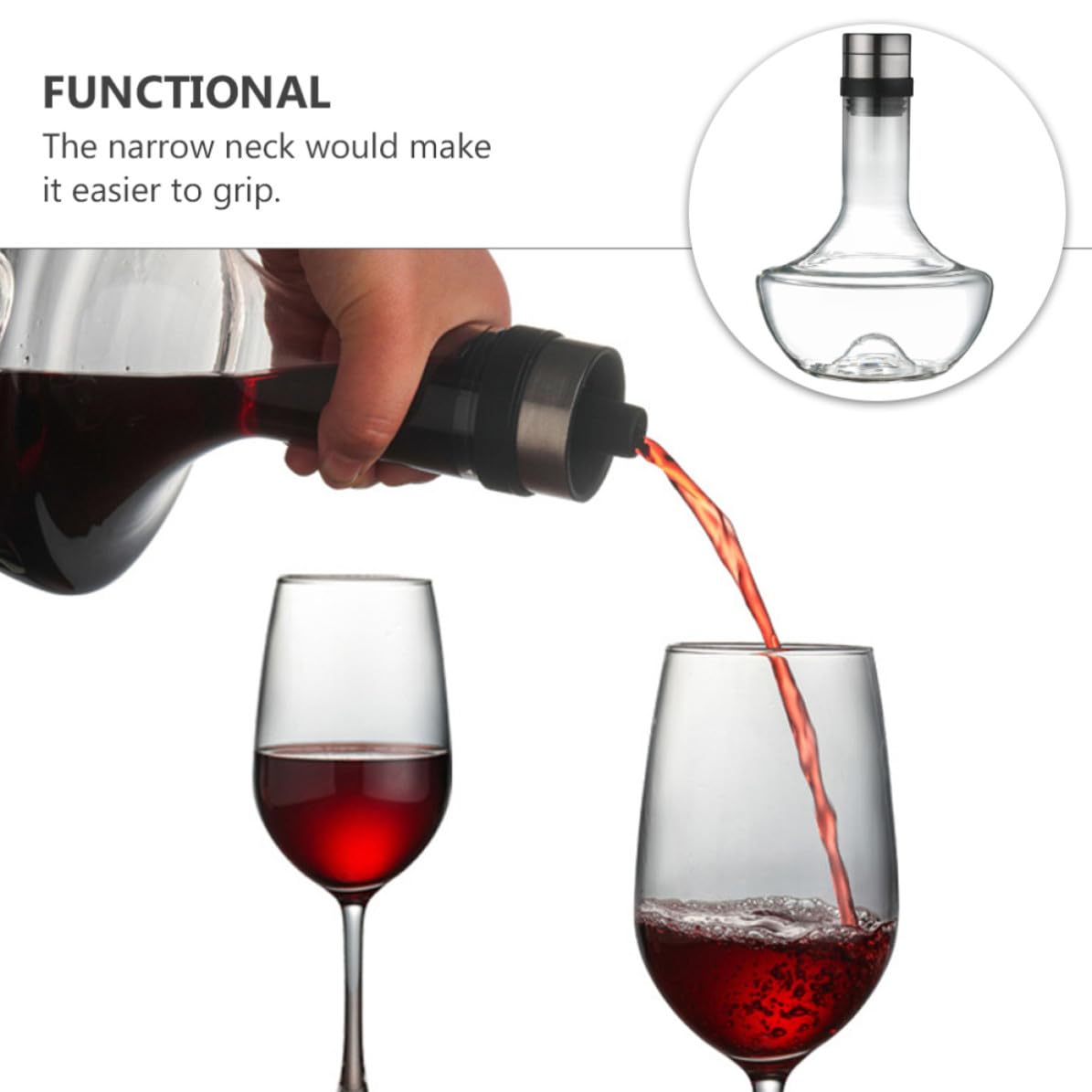 iplusmile Decanter Facile da Impugnare e Pulire per Vino in Vetro Soffiato Artigianalmente da 1000ml Forma Curva Raffinata per Degustazioni Domestiche