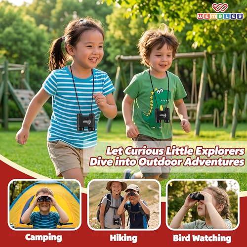 Image of Wembley Mini Binoculars Toy for Kids | Compact and Portable Outdoor Binocular for Boys and Girls | Binocular Toy with Neck String, Focus Adjustment and Ultra Zoom | Educational Birthday Gift (Black)