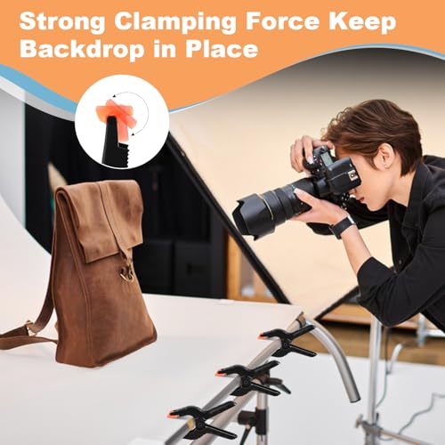 Image of 10 Pcs Spring Clamps, PureGuard 4.5 Inch Plastic Balloon Arch Clips Clamps Heavy Duty for Arch Backdrop Stand Woodworking Photography Crafts Decoration, Black