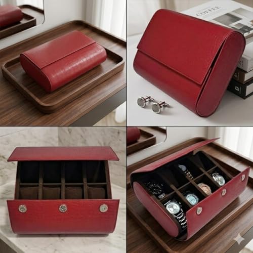 Image of essart 8-Slot Watch Roll Case - Luxury PU Leather Travel Organizer for Watches - Watch roll for Men, Women & Watch Collectors - Compact & Durable