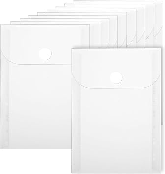 10 PCS Clear Envelopes Pouch 5 X 3.5 Plastic Envelopes with Snap Closure Clear Documents Holder Waterproof Storage Envelope for Office Photo Storage Folder Documents Sticker Receipt Holder