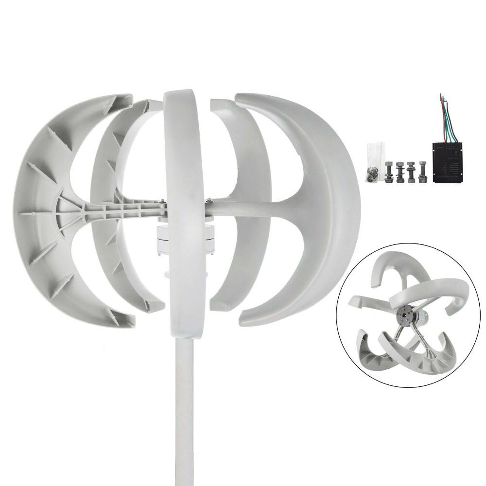 Kit generatore di turbina eolica verticale, 12 V, 1200 W, con 5 lame e controller, soluzione efficiente per energie rinnovabili per barche, cabine, case mobili e terrazze