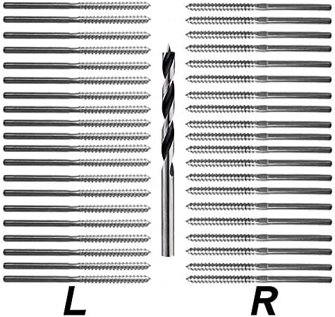 Goodeck Lag Screws Left & Right for 1/8" Cable Railing, T316 Stainless Steel Stair Deck Railing Wood Post Balusters (40 packs)