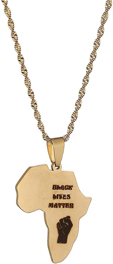 Africa Map Pendant Necklace Gold Color 