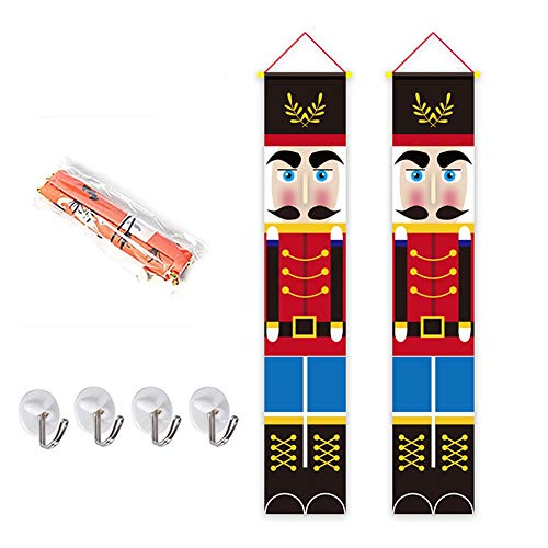 Hpamba Decoración Navideña de Cascanueces Puerta Pancartas Navideñas Porche de Bienvenida Feliz Banners Colgantes de Puerta Interior Banner de Navidad para Colgar Puerta Principal Colgante Vacaciones