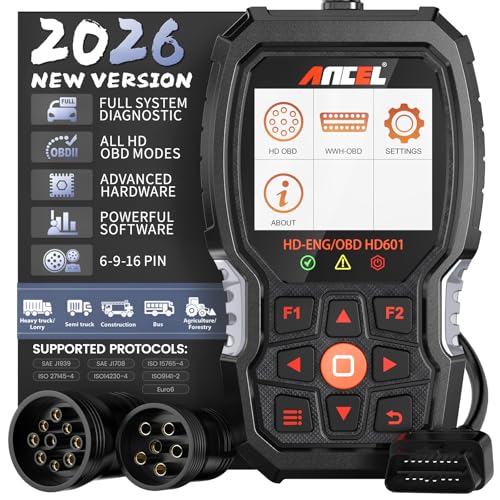 ANCEL Heavy Duty Truck Scanner HD601 All System Diesel Diagnostic Scan Tool fits for Cummins, Detroit, Freightliner, International, Paccar, Check Engine for Truck & Car 2 in 1 Code Reader (Gray)