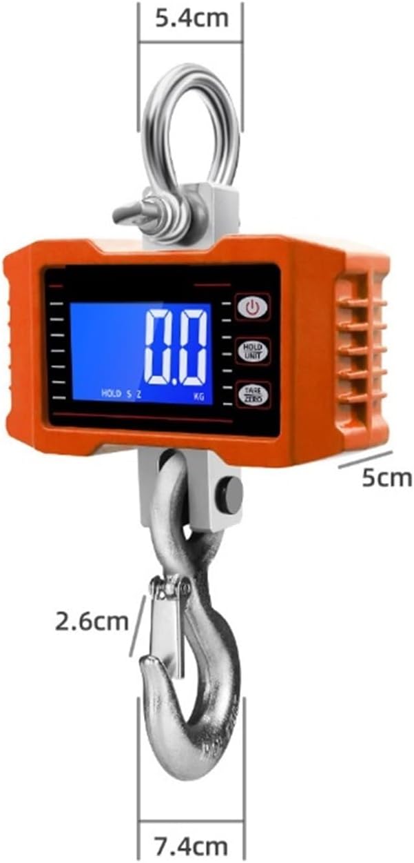 Portable Digital Crane Scale 500/1000KG Aluminum Digital Crane Scale Heavy Duty Hanging Scale with LED Screen Reinforced Ring and Hook for Industry (1000kgC 1)