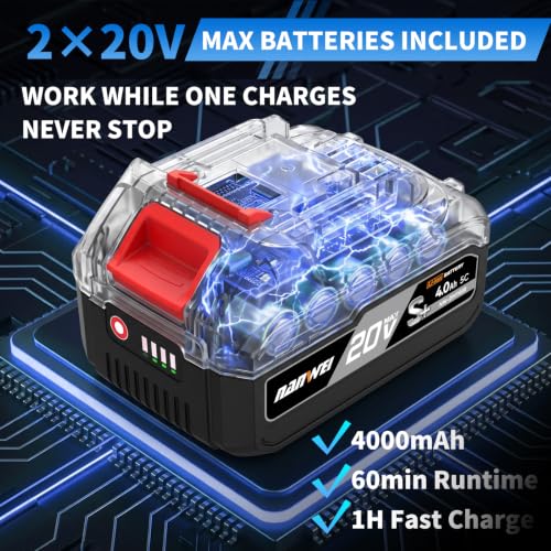 Image of NANWEI 8 Inch Cordless Chainsaw for Tree Trimming & Wood Cutting, Lightweight Handheld Mini Chain Saw with 2 x 4.0Ah Batteries, Brushless Motor for Long Runtime & Low Noise