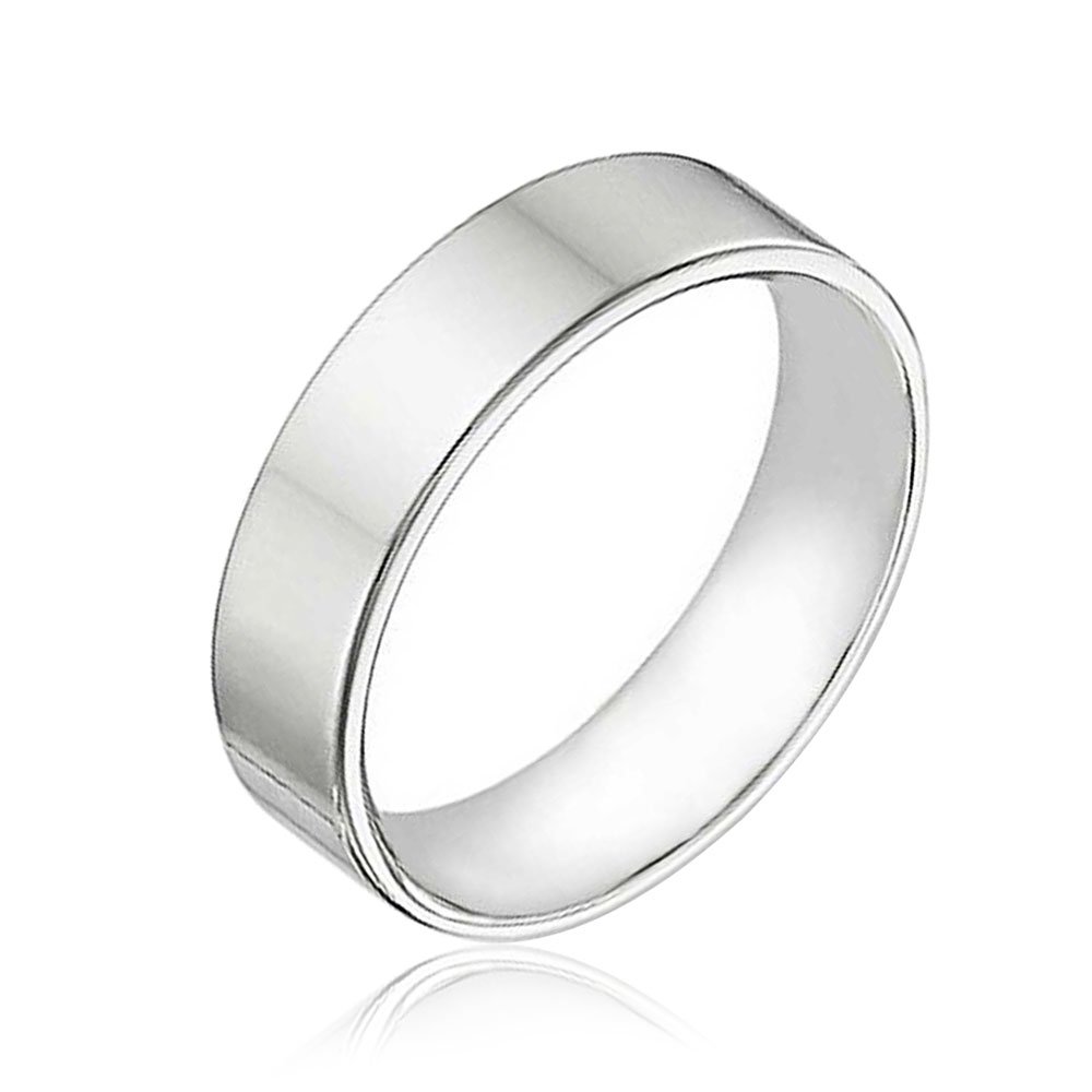 Bling JewelryMinimalist Plain Simple .925 Sterling Silver Flat Couples Wedding Band Ring For Women For Men 6MM