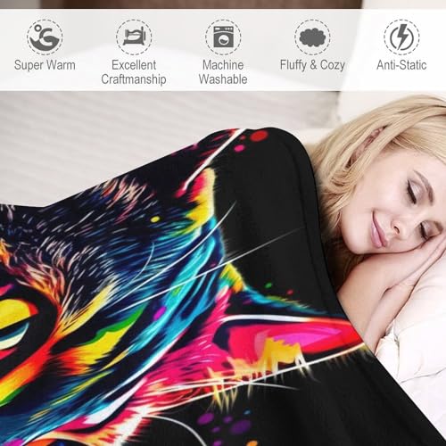 Plaid chat en flannel molleton 130x150cm couverture lit toute saison - 4