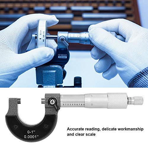 Outside Micrometer, 0.0001In High Accuracy Carbon Steel British System Micrometer, For Measuring Outer Diameter, 0-25Mm/0-1 Inch Measuring Range, For Mechanics And Jewelers #TOP2