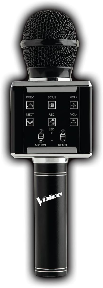 The Voice Champ Deluxe Wireless Handheld Karaoke Microphone, Speaker with LED Lights, Multiple Sound Effects, Play Music and Record Vocals