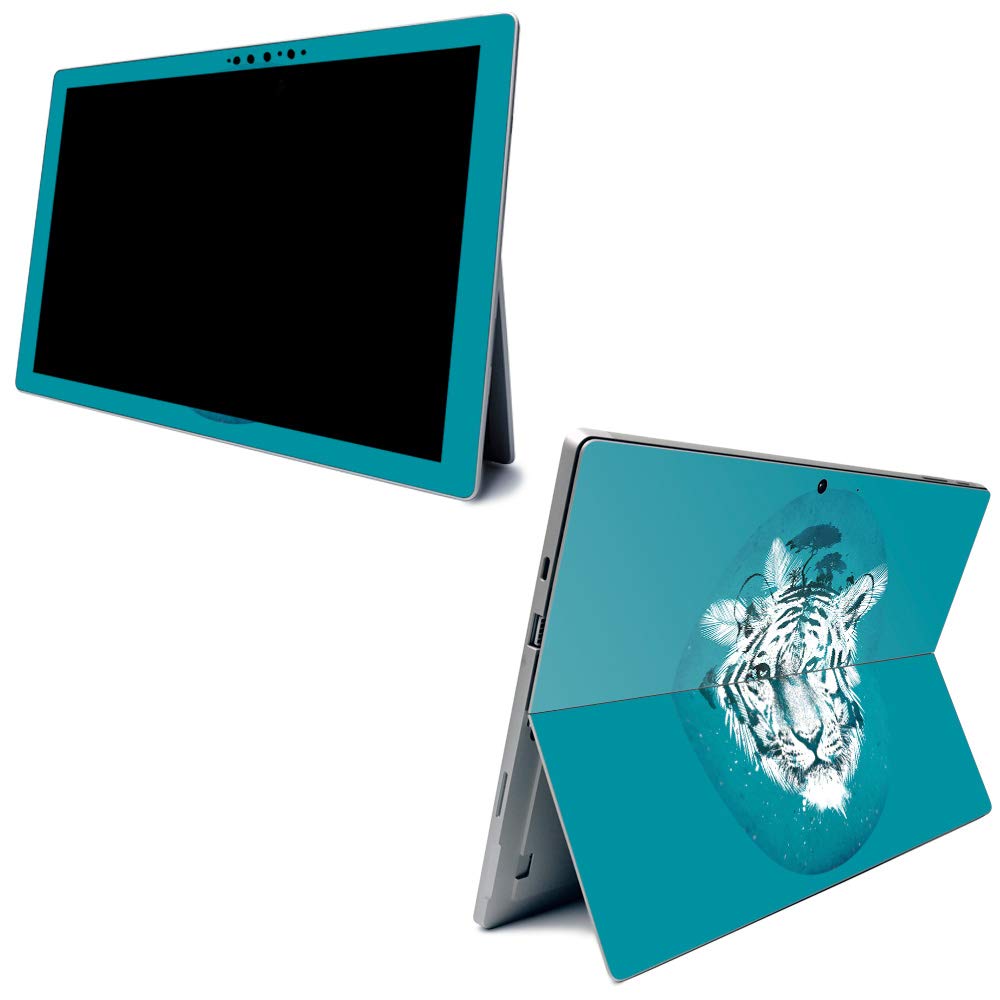 MightySkins Carbon Fiber Skin for Microsoft Surface Pro 7 - White Tiger | Textured Carbon Fiber Finish | Easy to Apply, Remove, and Change Styles | Made in The USA (CF-MISURPR7-White Tiger)
