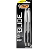 BIC Glide Black Retractable Ballpoint Pens, Medium Point (1.0mm), 2-Count Pack, Ultra Smooth Writing Black Pens