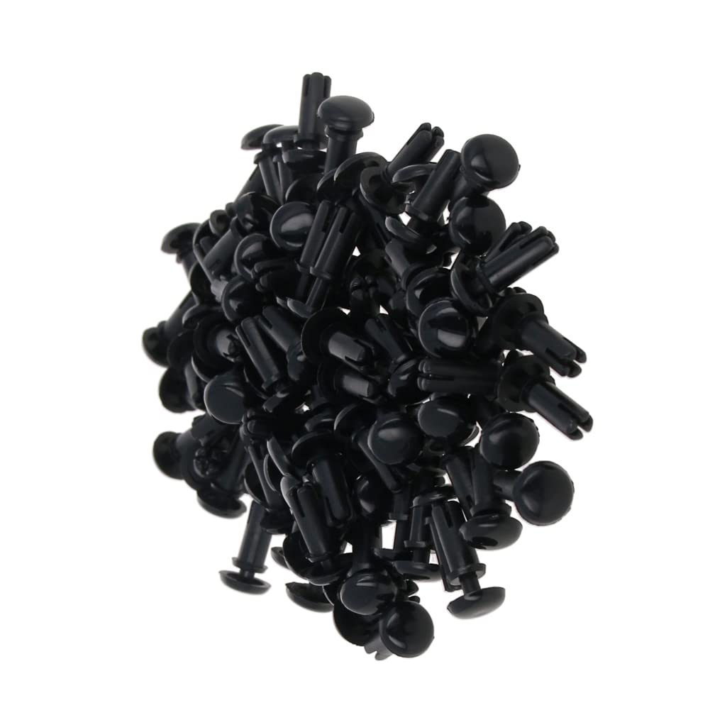 Push Clips Rivets R3580 Nylon 6.4mm Dia Fastener Rivet Clips for Bumper Trim Panel Black 100PCS