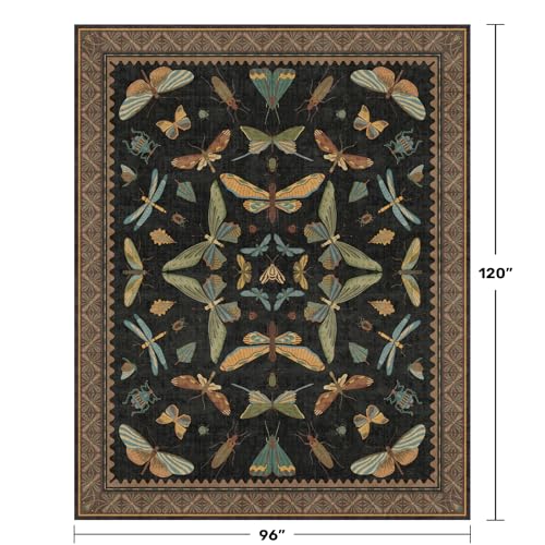 Image of Hazo Haus Black Washable Insect Area Rugs 8x10 for Living Room, Bedroom, Dining Room Under Table, Playroom, Large Dark Whimsical Boho Indoor Rug, Ultra Soft Low Pile Non Slip