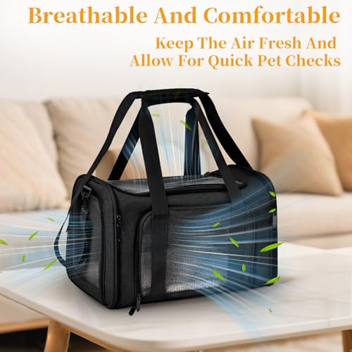 SI SEN Trasportino gatti, 45 x 30 x 30 cm, trasportino gatti con griglia a tre lati, pieghevole, adatto per gatti e cani sotto i 6 kg, M - grigio - Immagine 3