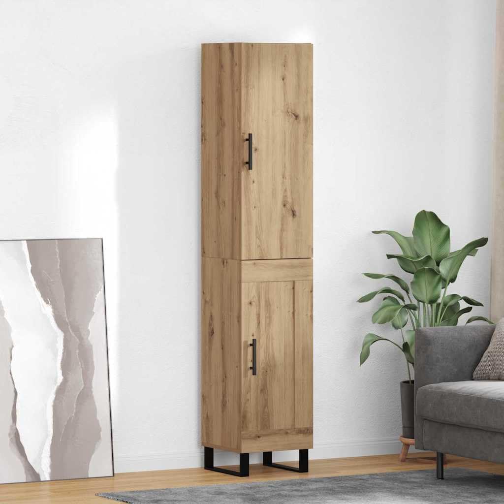 Tabla alta de 34,5 x 34 x 180 cm en madera roble Artisan con estantes modernos