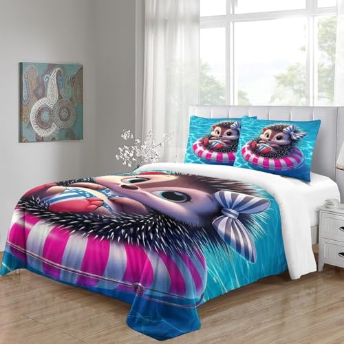 Housse de couette hérisson 3D ensemble de literie microfibre ado - 3