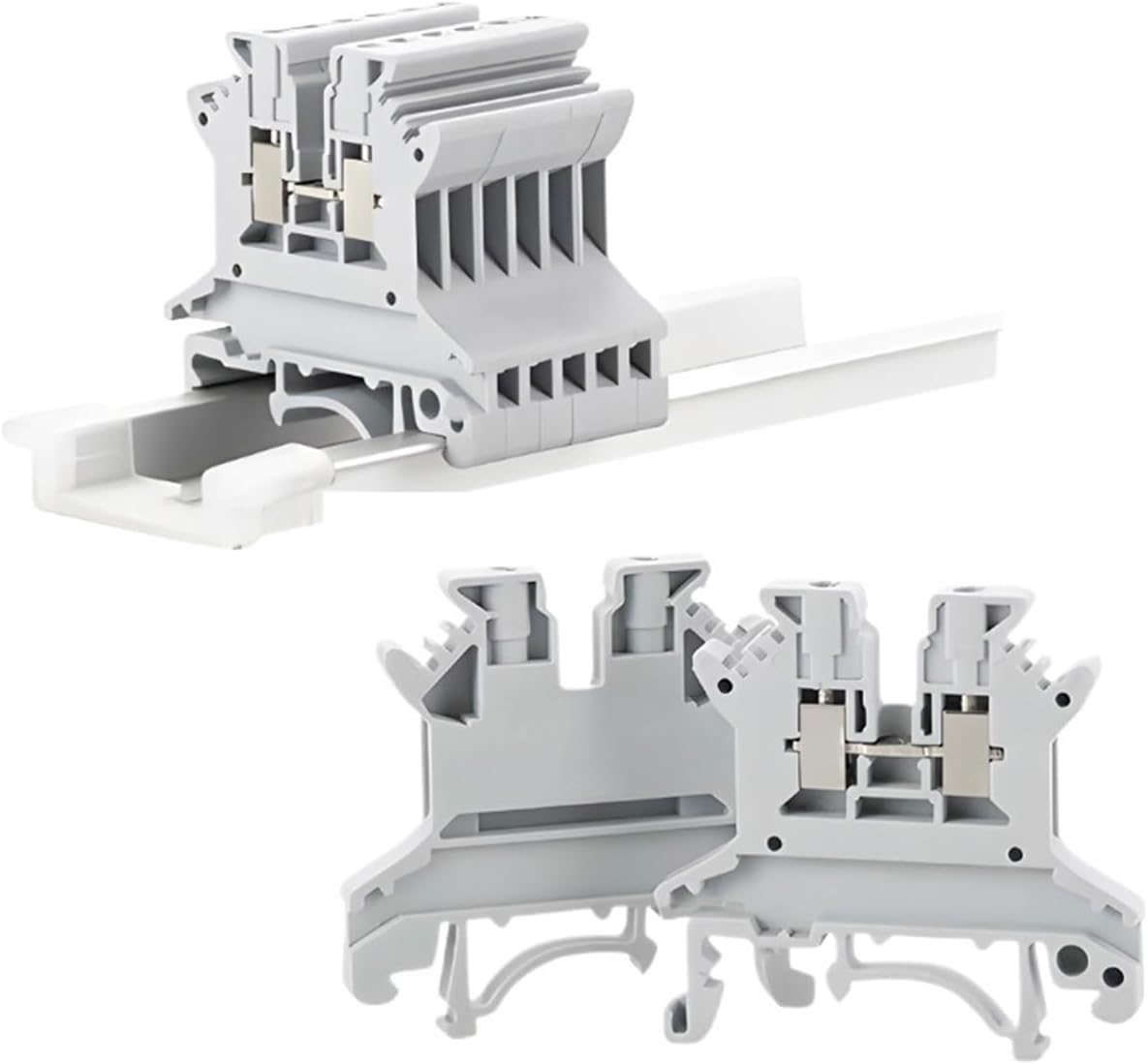 UK-1.5N Wire Conductor Din Rail Terminal Block Universal Screw Connection Wire Connector Block Terminal Strip Block 100PCS