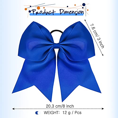 2 Packs Jumbo Cheerleading Bow 8 Inch Large Cheer Hair Bows with Ponytail Holder for Teen Girls Softball Outfit Uniform(Blue)