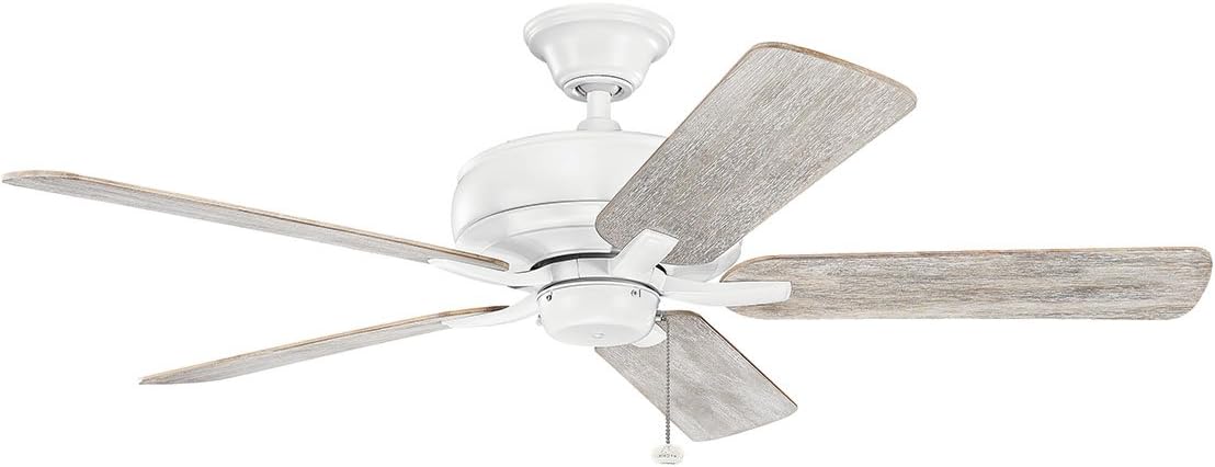 KICHLER 330247MWH Protruding Mount, 5 Matte White Blades Ceiling fan, White