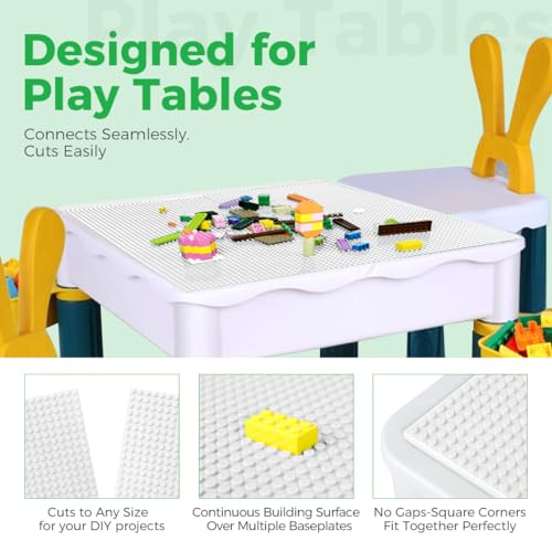 Image of Lekebaby 4 Pack Classic Baseplates 10 inch x 10 inch, Building Base Plates for Building Bricks, 100% Compatible with Major Brands and Activity Table-Baseplate, Sturdy & Safe, Age 3 and up Kids, White