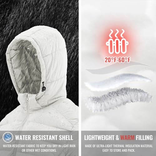 Image of Rdruko Men's Puffer Jacket with Detachable Hood Lightweight | Water Resistant, Insulated, Winter Puffy Coat, 4 Pockets