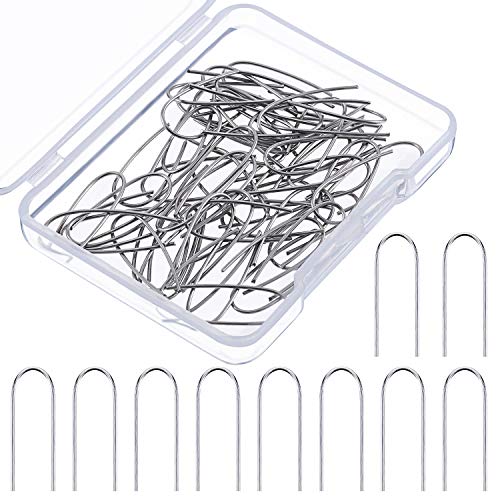 Tatuo 60 Pieces High Temperature Nichrome Wire Jump Rings, U Hanger Hooks for Pendant, Ceramic Ornaments, Fusing in Glass, 21 Gauge with a Plastic Storage Box