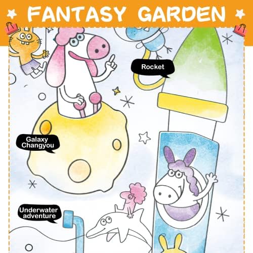 Pocket Watercolor Painting Book, Enchanted Garden Pocket Paint, Magic Water Colouring Books for Kids, Watercolour Colouring Book Kids, with Paint Brush (World Adventures)
