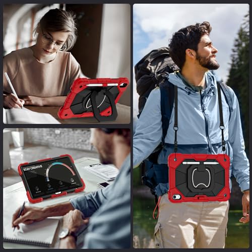 Image of Auizotl Case for iPad (A16) 11th Generation 11 Inch (2025) /iPad 10th Generation 10.9 Inch (2022) with Screen Protector,Military Grade Shockproof 10th Gen i Pad Case with Rotatable Stand,Red Black