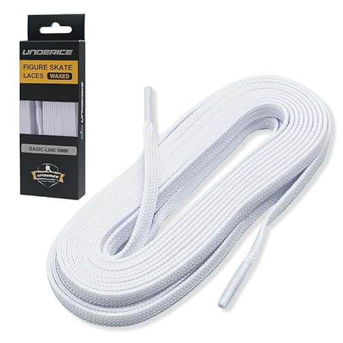 UICE Figure Skate Laces Waxed 6mm White - 87’’ Lengths, Anti-Slip Waxed Skate Laces foroller Skating Ice Hockey Boots and Regular Shoes